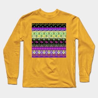 Cross stitch work ethnic pattern Long Sleeve T-Shirt